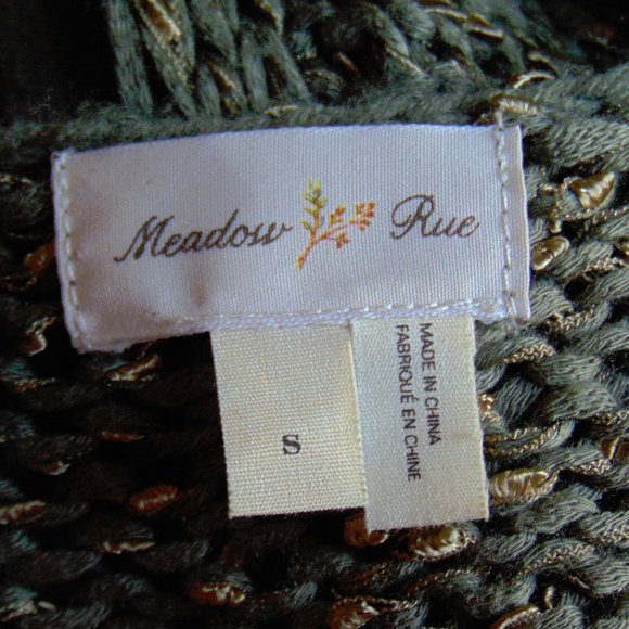 Anthro Meadow Rue Olive Peplum Cardigan Sm - Picture 3 of 5
